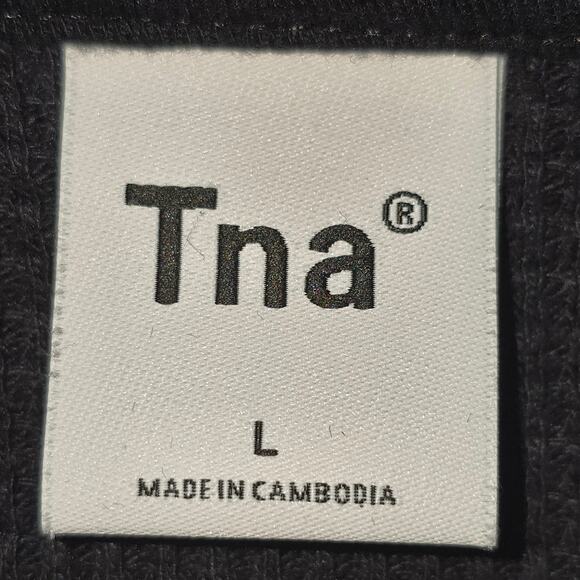 Tna Waffle Knit Quarter Zip Pullover Sweater Womens Large Black Athleisure Gym - Picture 4 of 7